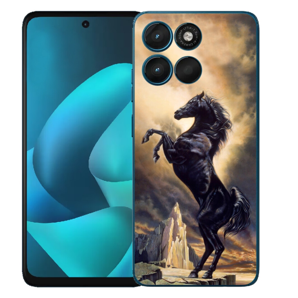 mmCase gél tok a Motorola Moto G57 Power-hez – fekete rajzolt ló