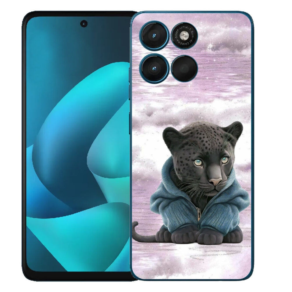 mmCase gélhuzat a Motorola Moto G57 Power-hez – fekete párduc pulóverben