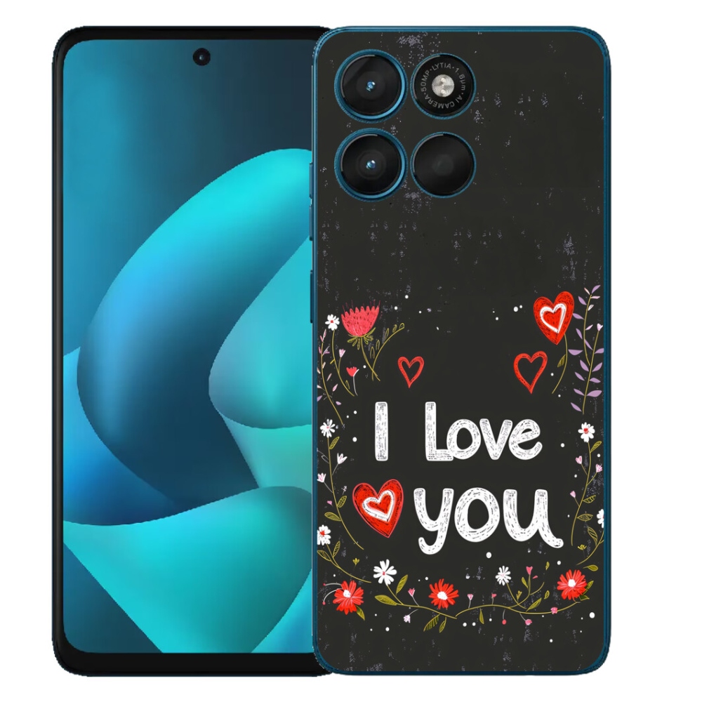 mmCase gél tok a Motorola Moto G57 Power-hez – „I love you” fekete háttérrel