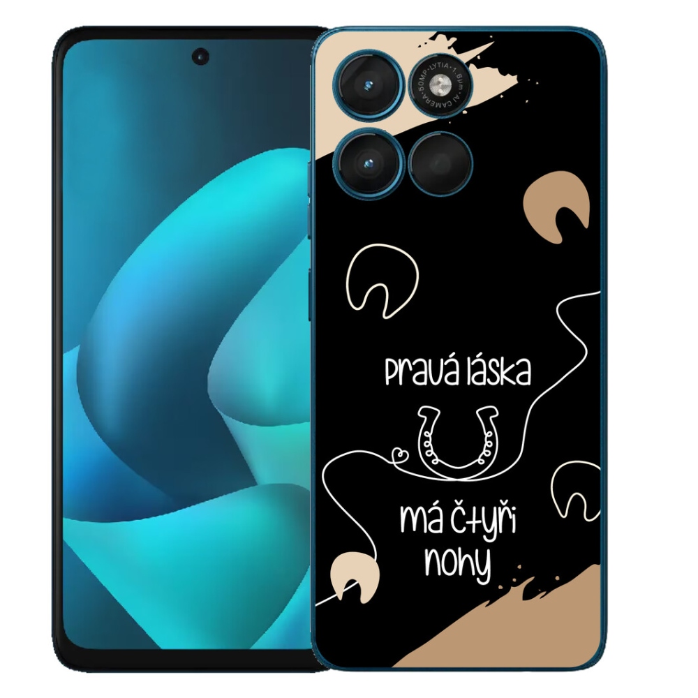 mmCase gél tok a Motorola Moto G57 Power-hez – ló motívum, fekete háttér