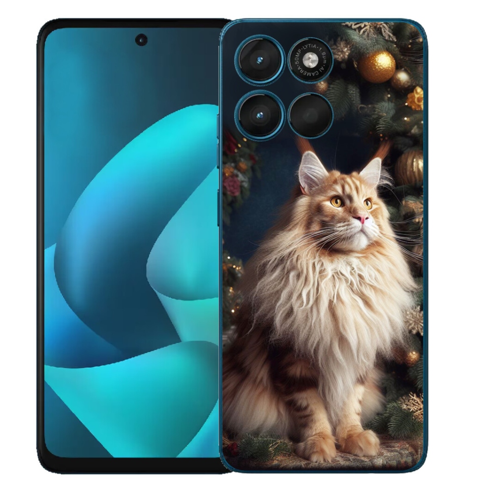 mmCase géltok a Motorola Moto G57 Powerhez – macska a karácsonyfa mellett