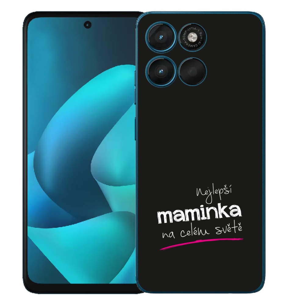 mmCase gél tok a Motorola Moto G57 Power-hez – „A legjobb anyuka” 4, fekete háttérrel