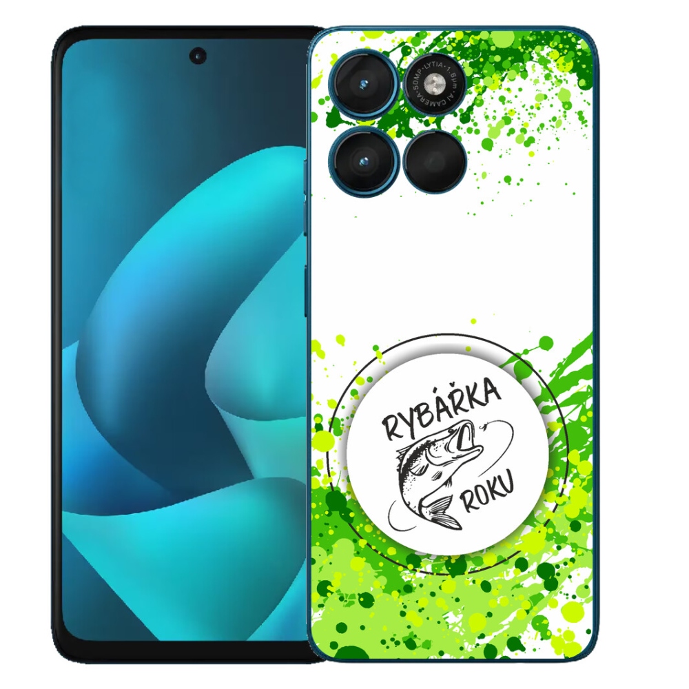 mmCase gél tok a Motorola Moto G57 Power-hez – „Az év horgásznője” fehér háttérrel