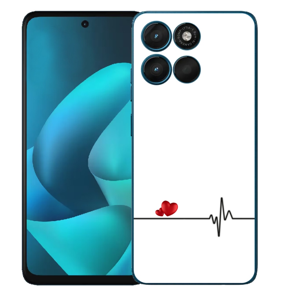 mmCase gélhuzat a Motorola Moto G57 Power-hez – szív és pulzus fehér háttérrel