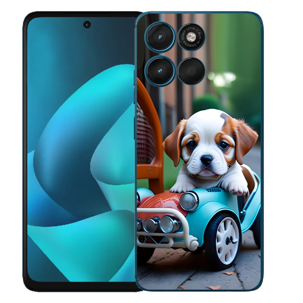 mmCase gélhuzat a Motorola Moto G57 Power-hez – kiskutya retro autóban