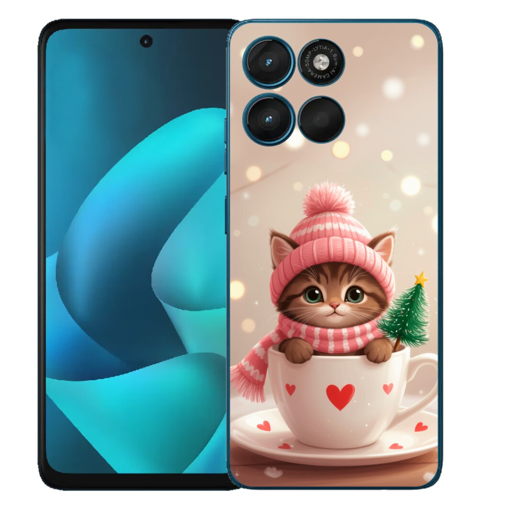 mmCase gél tok a Motorola Moto G57 Power-hez – karácsonyi cica csészében