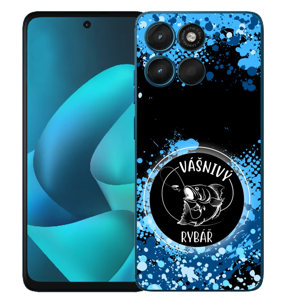 mmCase gél tok a Motorola Moto G57 Power-hez – szenvedélyes horgász, fekete háttérrel