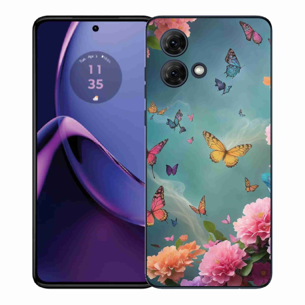 Gél borító mmCase a Motorola Moto G84 5G készülékhez - színes virágok és pillangók