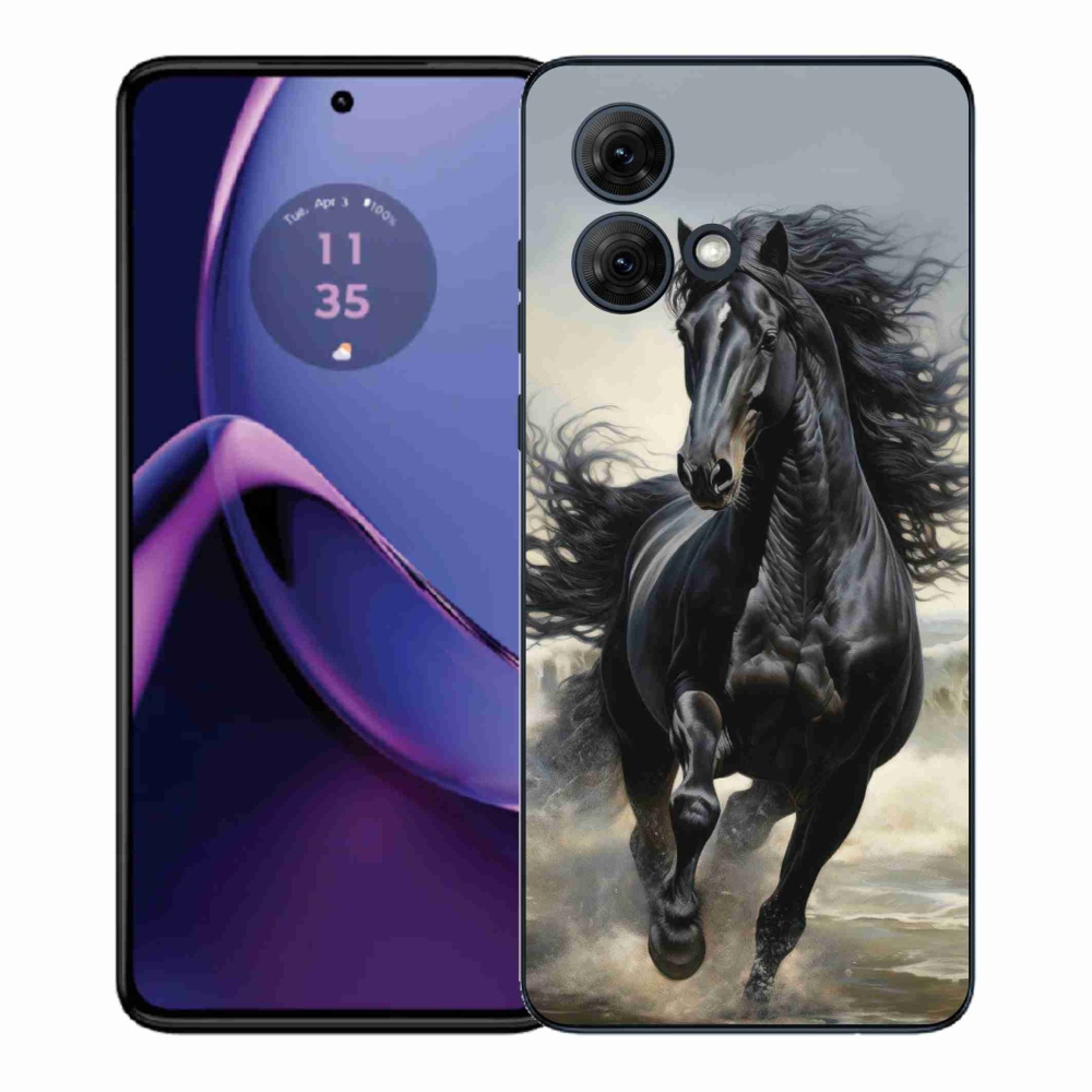 Gél borítás mmCase Motorola Moto G84 5G - futó fekete ló