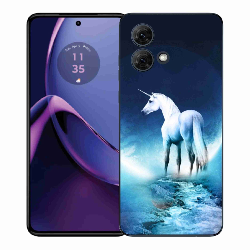 Zselés borítás mmCase Motorola Moto G84 5G - fehér egyszarvúhoz