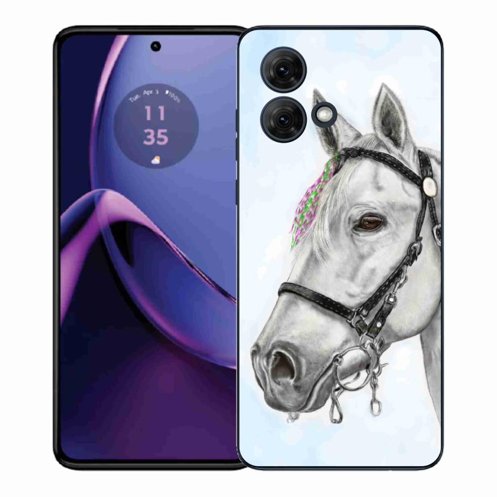 Zselés borítás mmCase a Motorola Moto G84 5G-hez - fehér ló 1