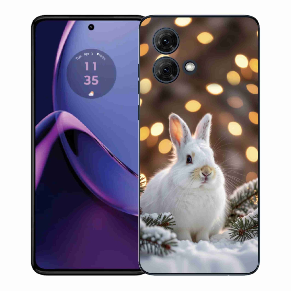 Zselés borítás mmCase Motorola Moto G84 5G - fehér nyúlhoz