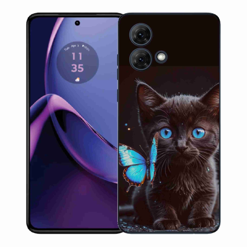 Zselés borítás mmCase Motorola Moto G84 5G - fekete cica 3