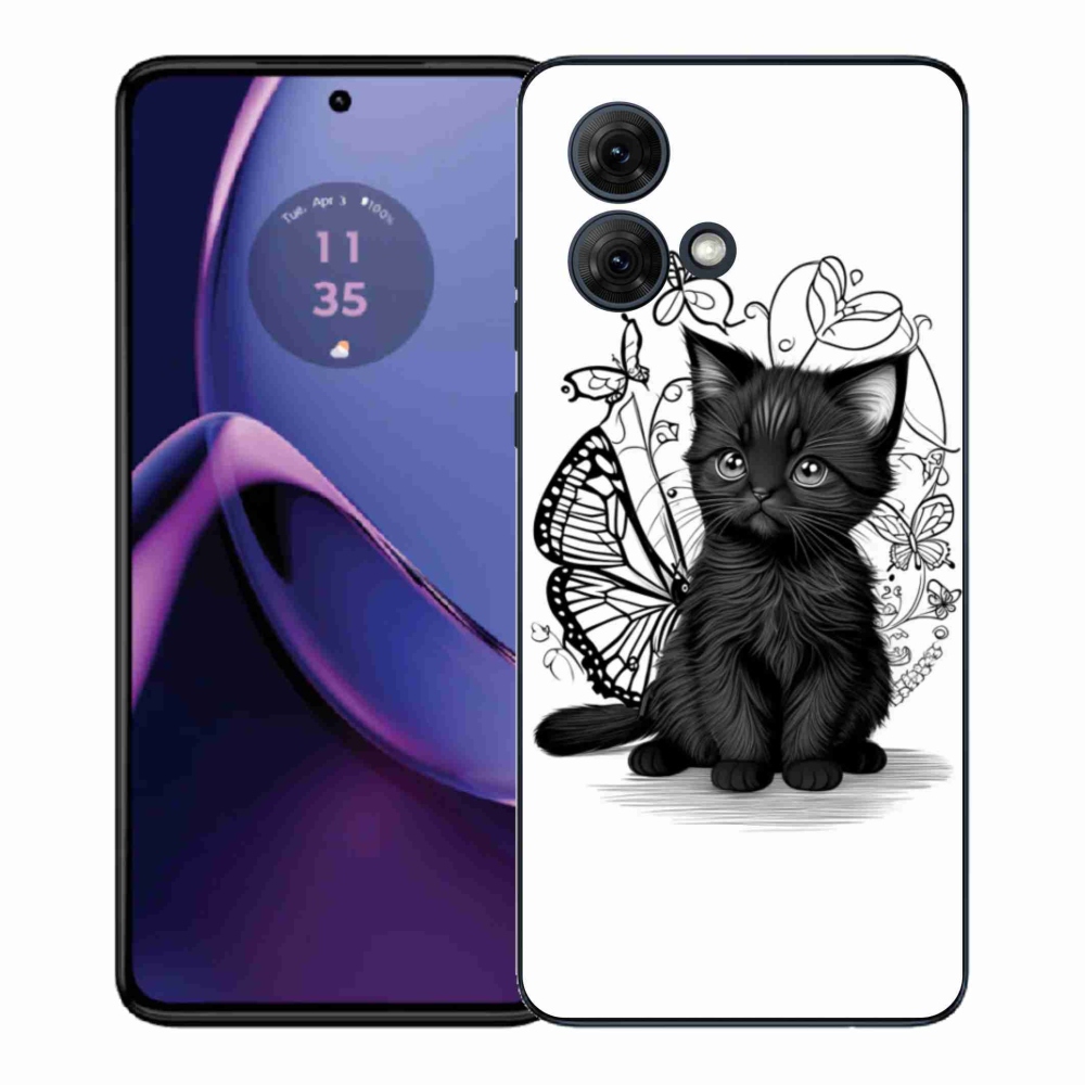 Zselés borítás mmCase Motorola Moto G84 5G - fekete cica