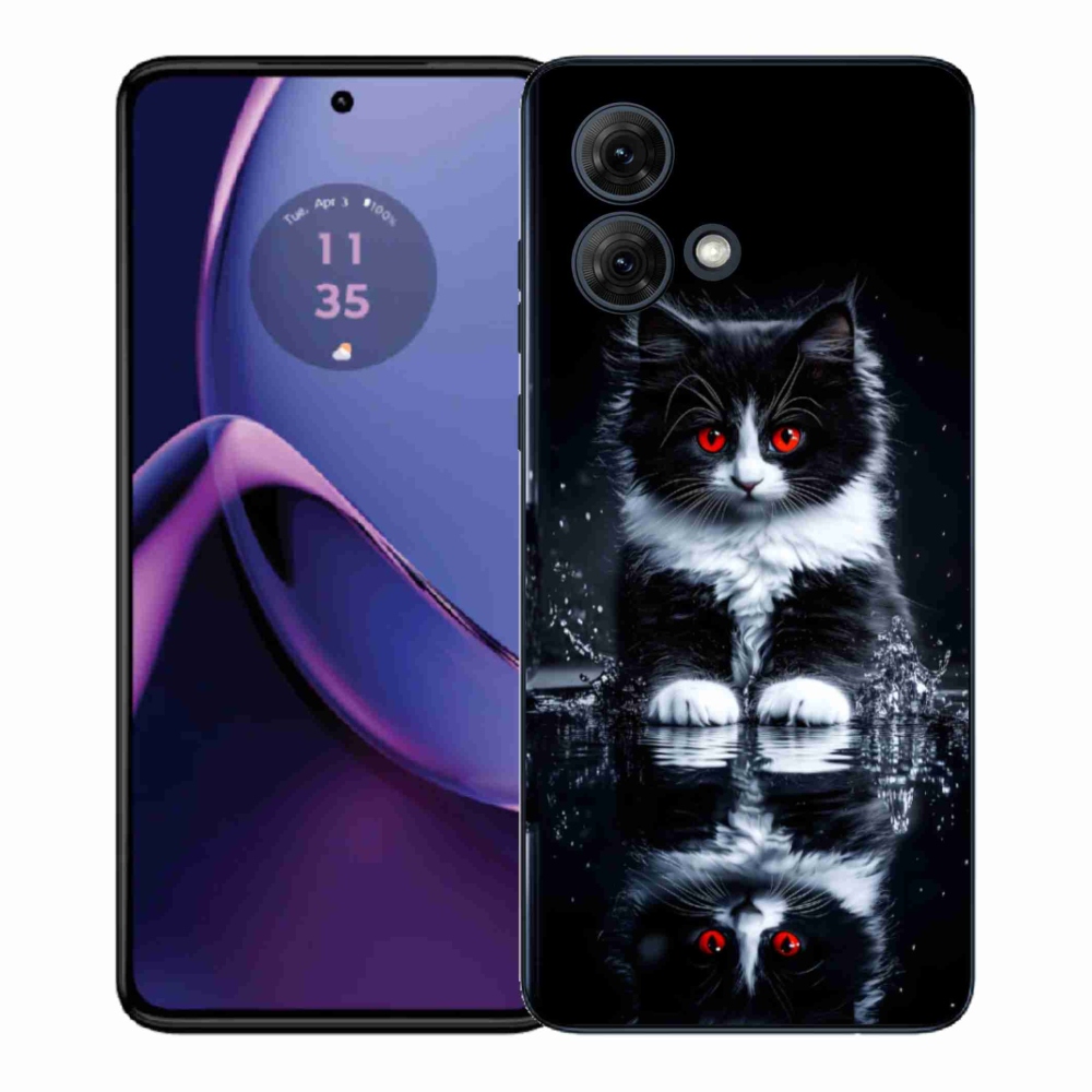 Gél védőhuzat mmCase Motorola Moto G84 5G - fekete-fehér cica