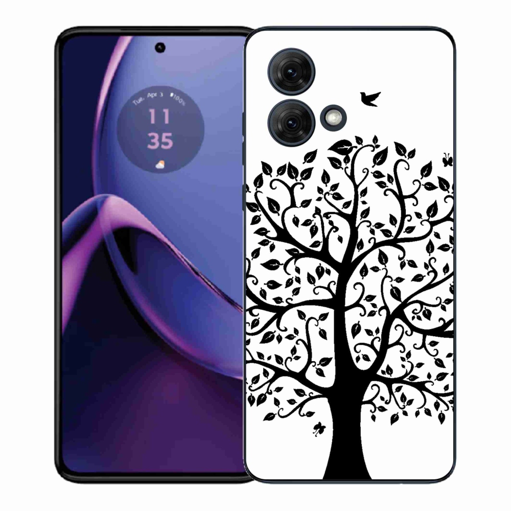 Zselés borítás mmCase Motorola Moto G84 5G - fekete és fehér fa
