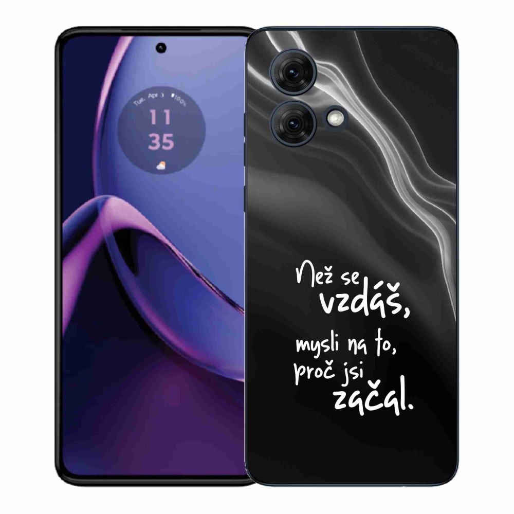 Zselés borítás mmCase a Motorola Moto G84 5G - Quote 2 fekete háttérhez