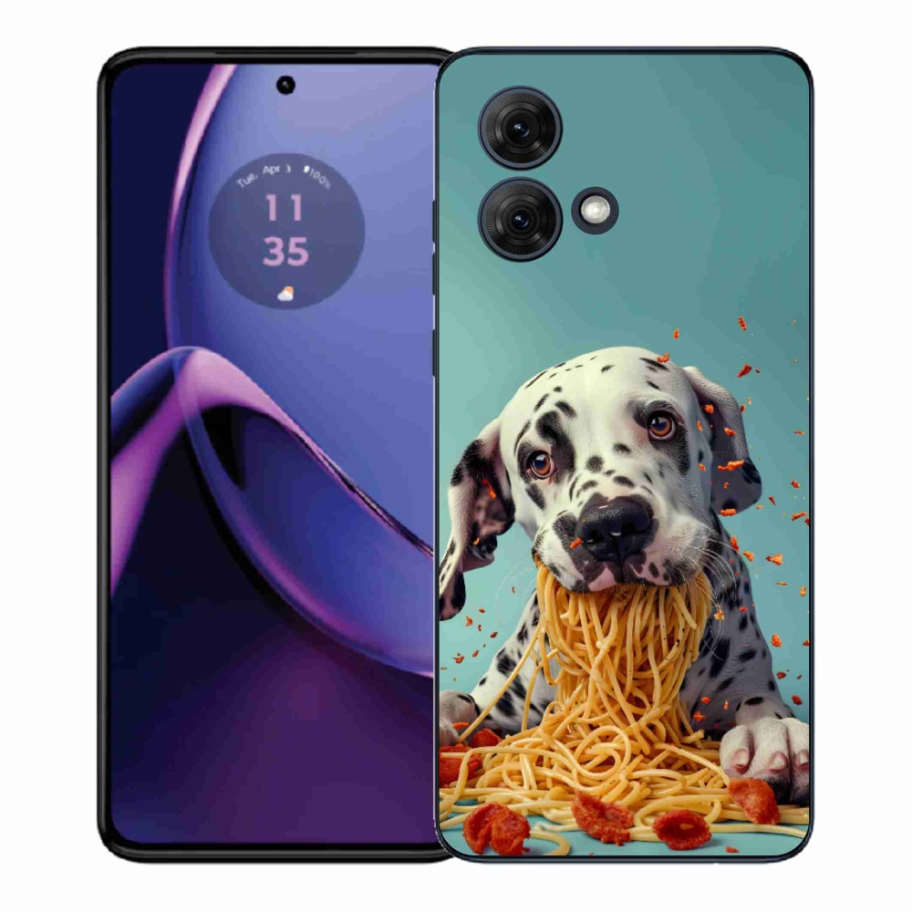 Zselés borítás mmCase a Motorola Moto G84 5G készülékhez - Dalmát és spagetti