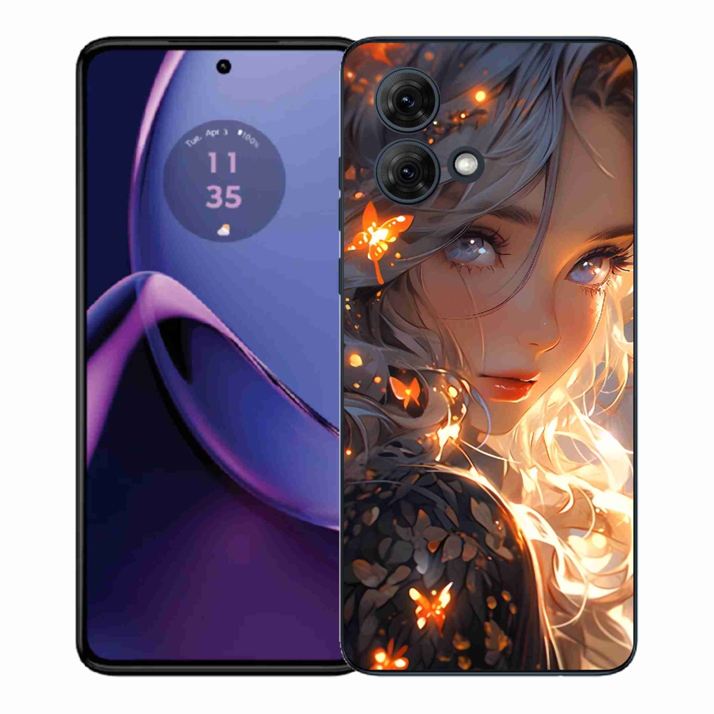 Gél borítás mmCase a Motorola Moto G84 5G-hez - lány és pillangók