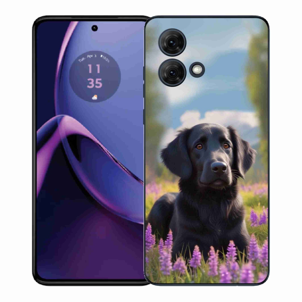 Zselés borítás mmCase Motorola Moto G84 5G - elegáns fekete retrieverhez