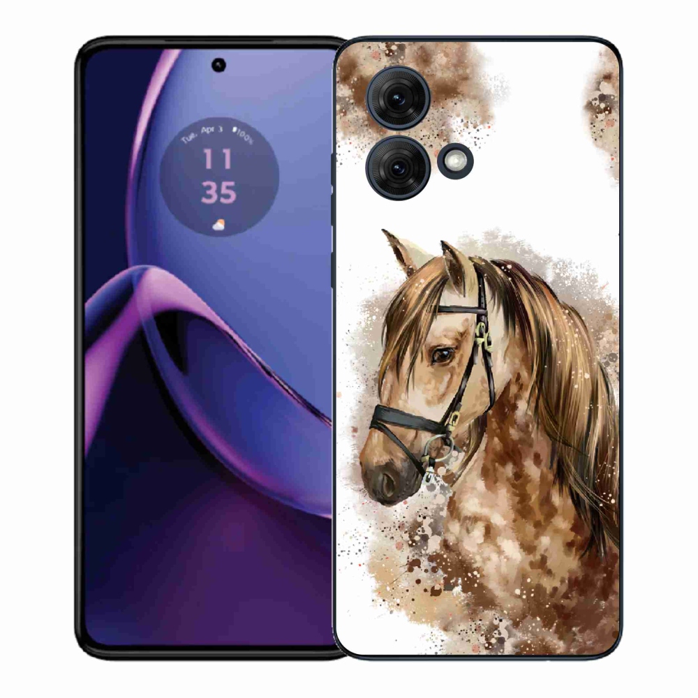 Zselés borítás mmCase Motorola Moto G84 5G - barna rajzfilm lóhoz