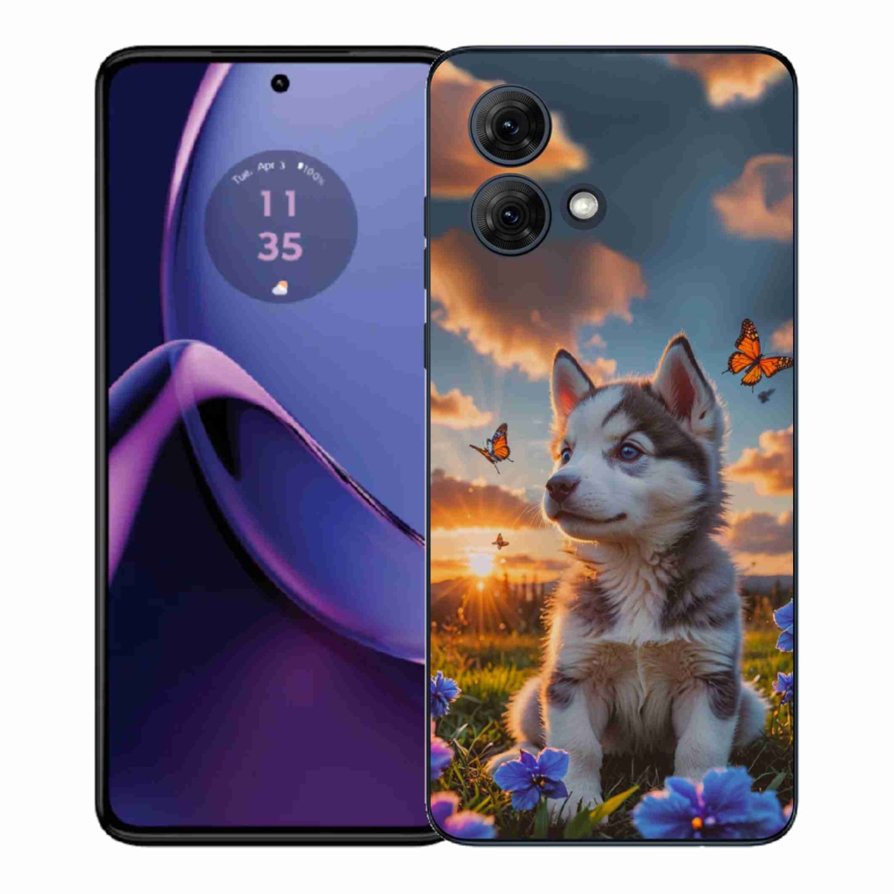 Gél borítás mmCase a Motorola Moto G84 5G-hez - husky a naplementében