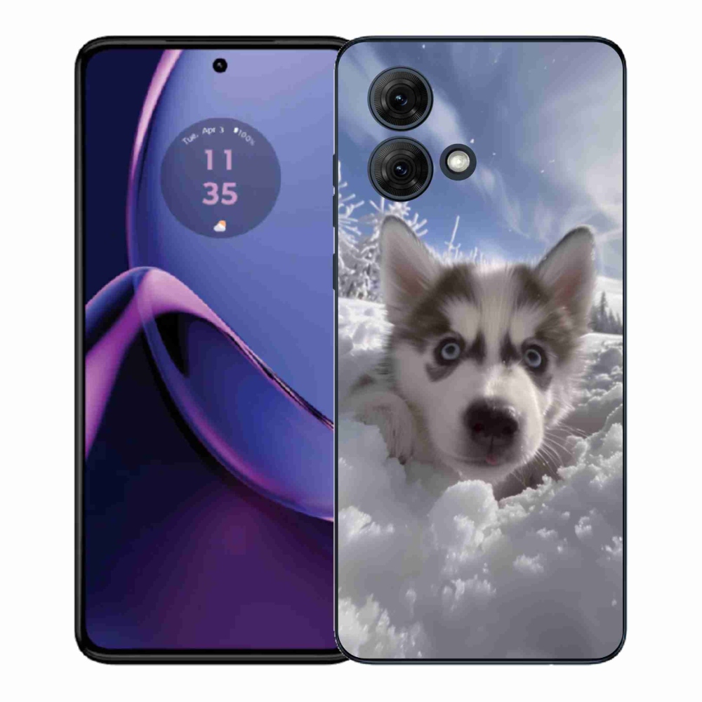 Zselés borítás mmCase a Motorola Moto G84 5G-hez - husky a hóban