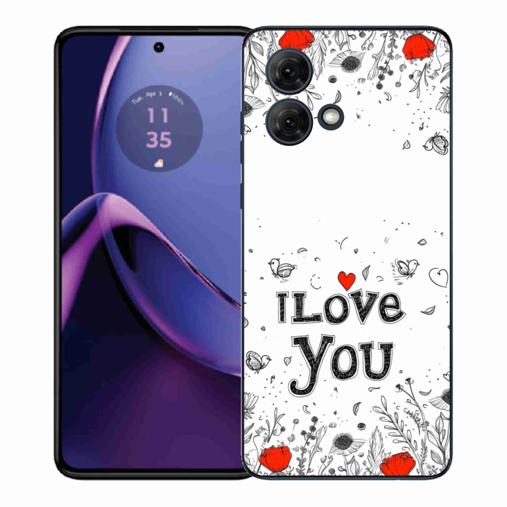 Gél borítás mmCase a Motorola Moto G84 5G - I love you fehér háttérrel