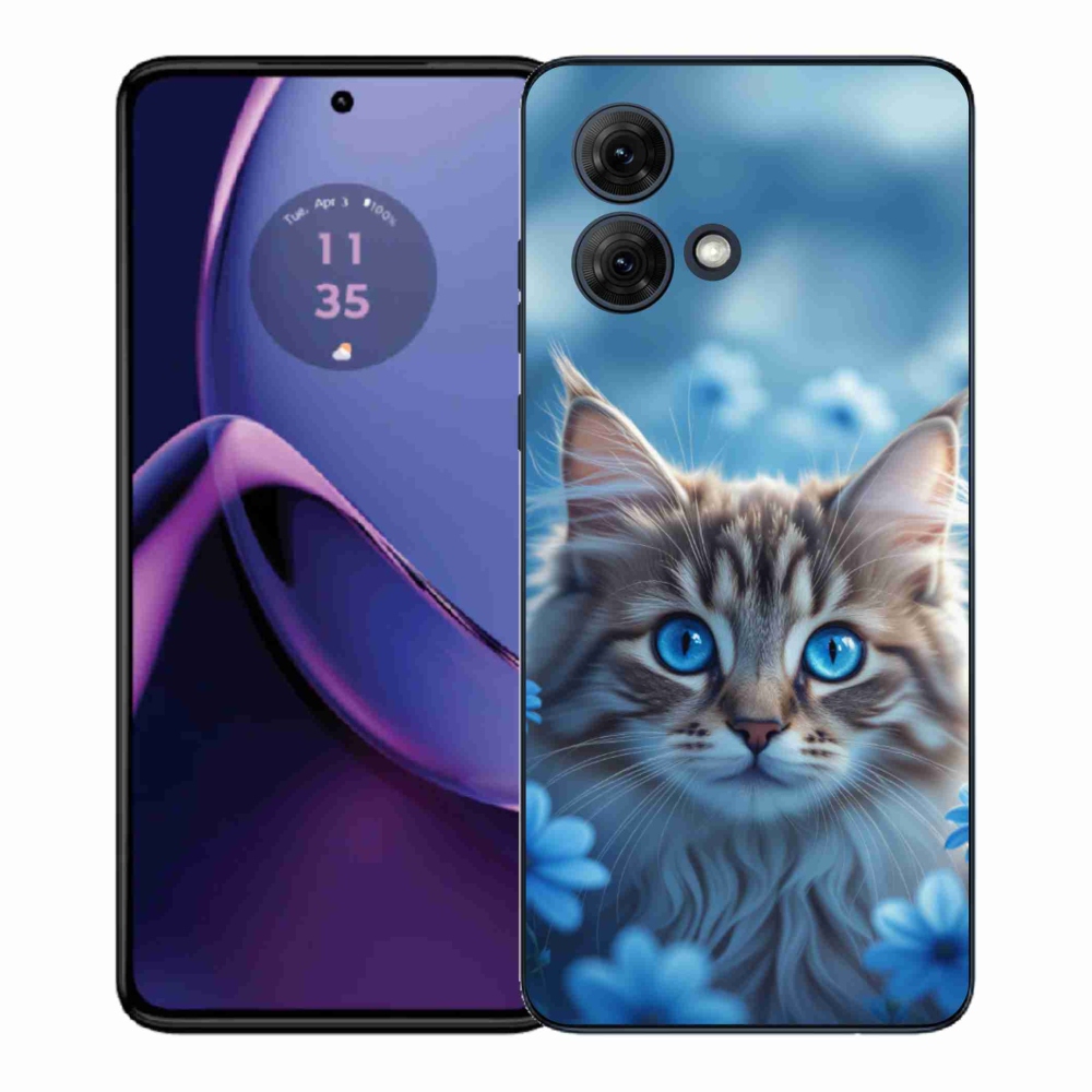 Zselés borítás mmCase Motorola Moto G84 5G - kék virágos cica