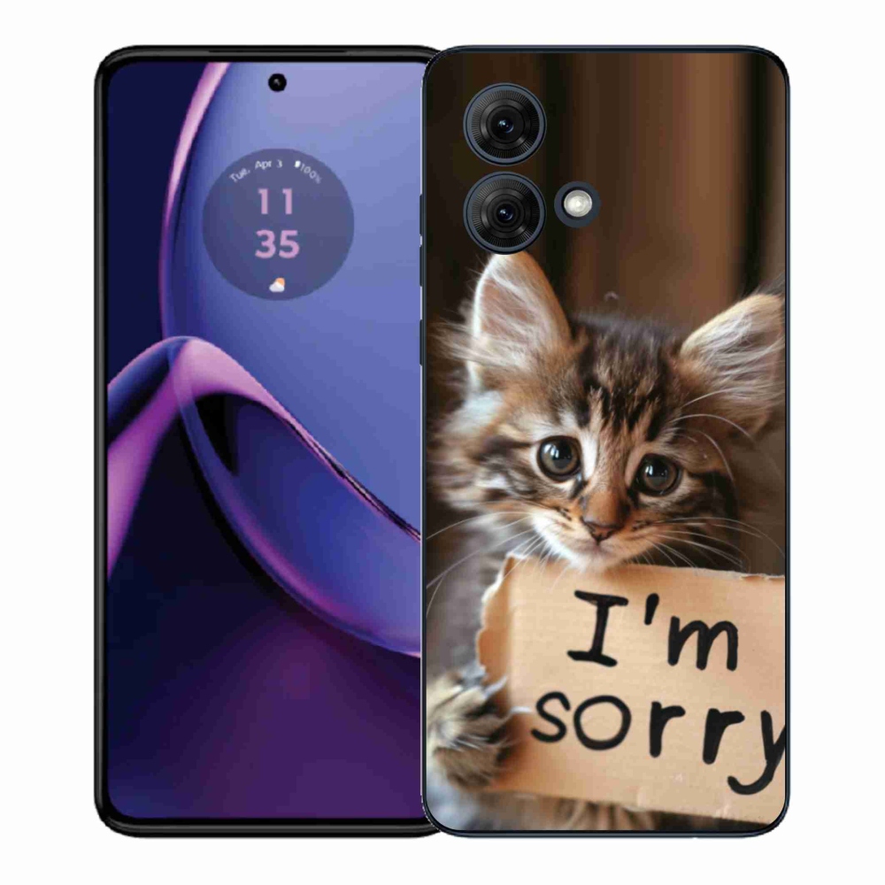 Gél borítás mmCase a Motorola Moto G84 5G-hez - macska bocsánatkérés