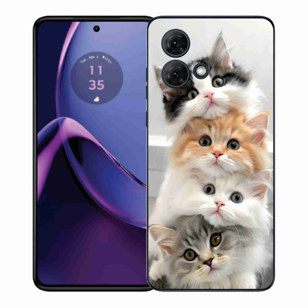 Gél védőburkolat mmCase Motorola Moto G84 5G - macska csokorhoz