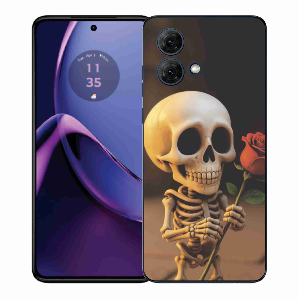 Gél borítás mmCase Motorola Moto G84 5G - csontváz rózsaszínnel