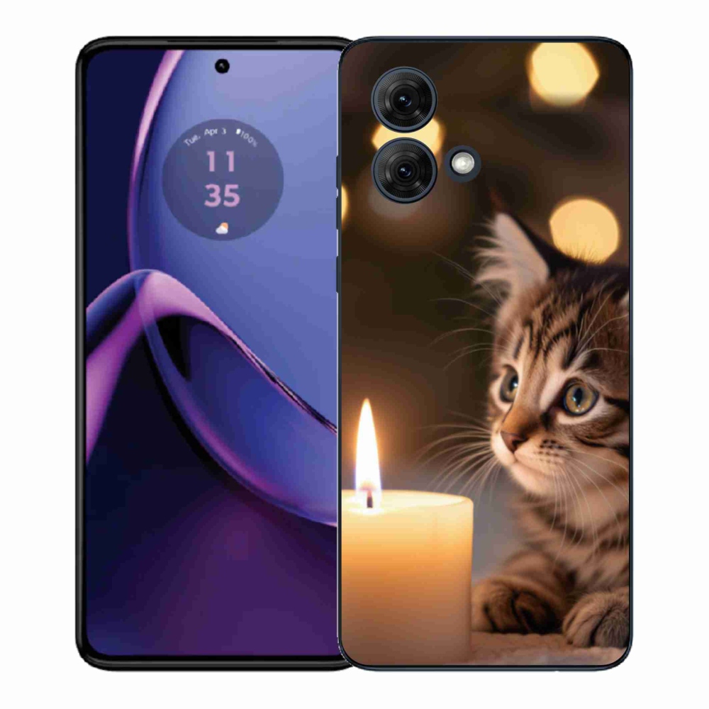 Gél borítás mmCase a Motorola Moto G84 5G készülékhez - cica és gyertya