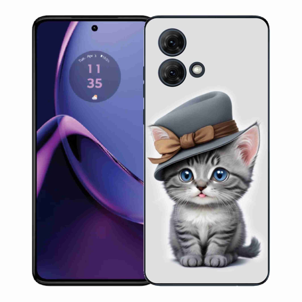 Zselés borítás mmCase Motorola Moto G84 5G - cica sapkával