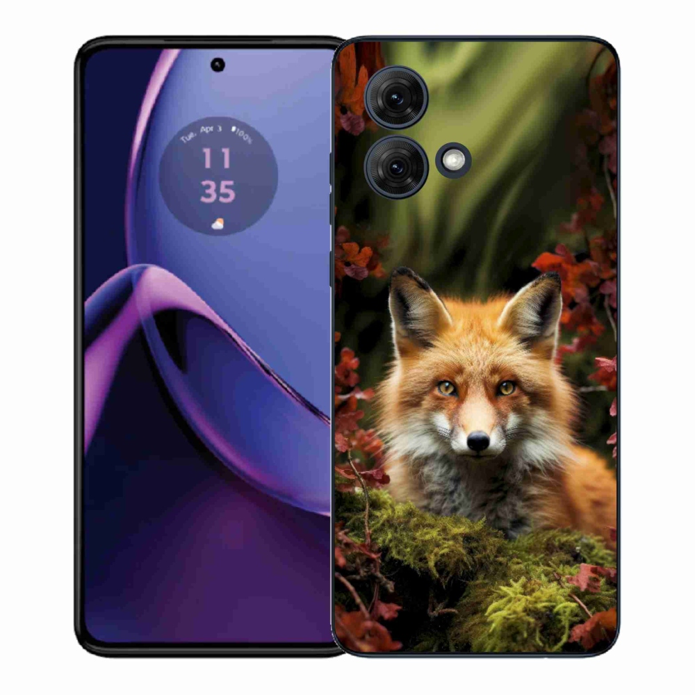 Zselés borítás mmCase a Motorola Moto G84 5G-hez - róka az erdőben