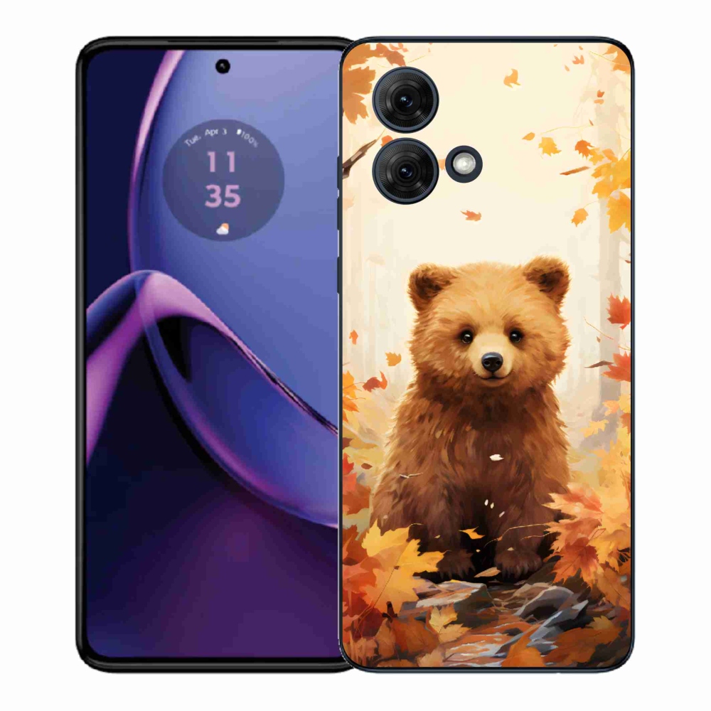 Zselés borítás mmCase a Motorola Moto G84 5G - medve az erdőben