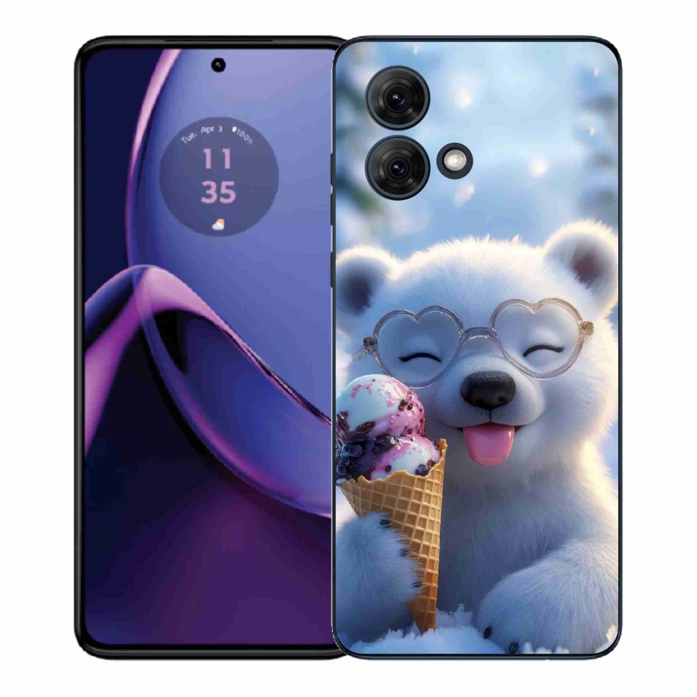 Gél borítás mmCase a Motorola Moto G84 5G-hez - mackó fagylalttal
