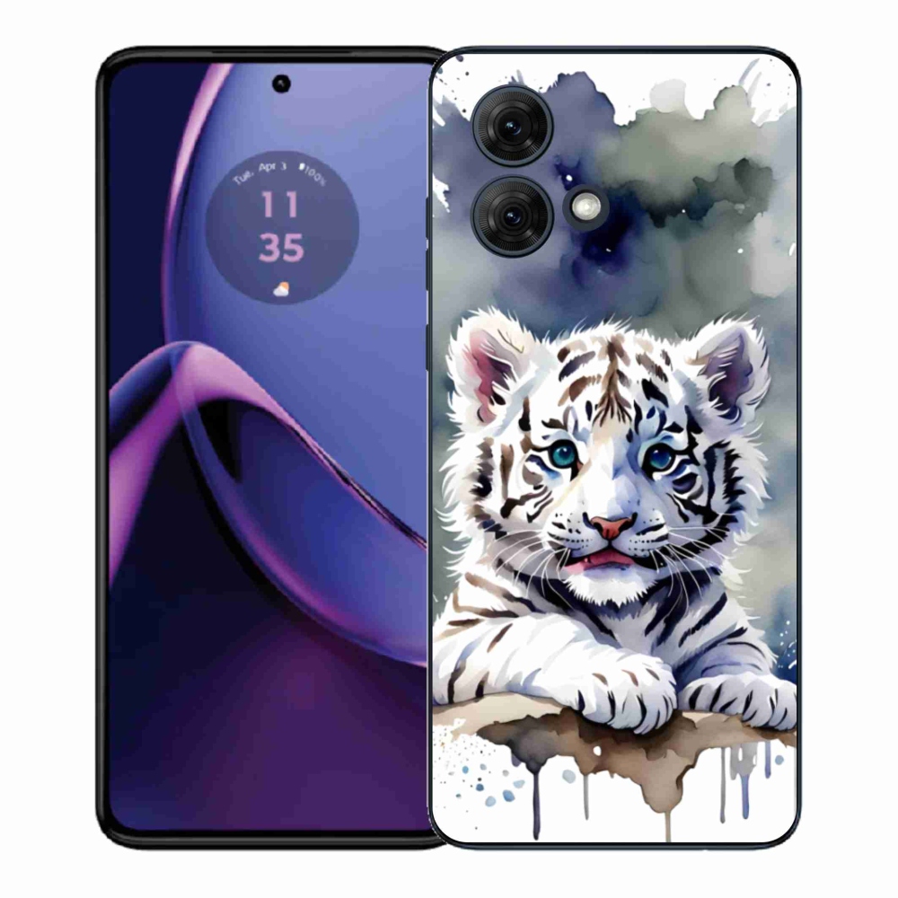 Zselés borítás mmCase Motorola Moto G84 5G - fehér tigriskölyökhöz