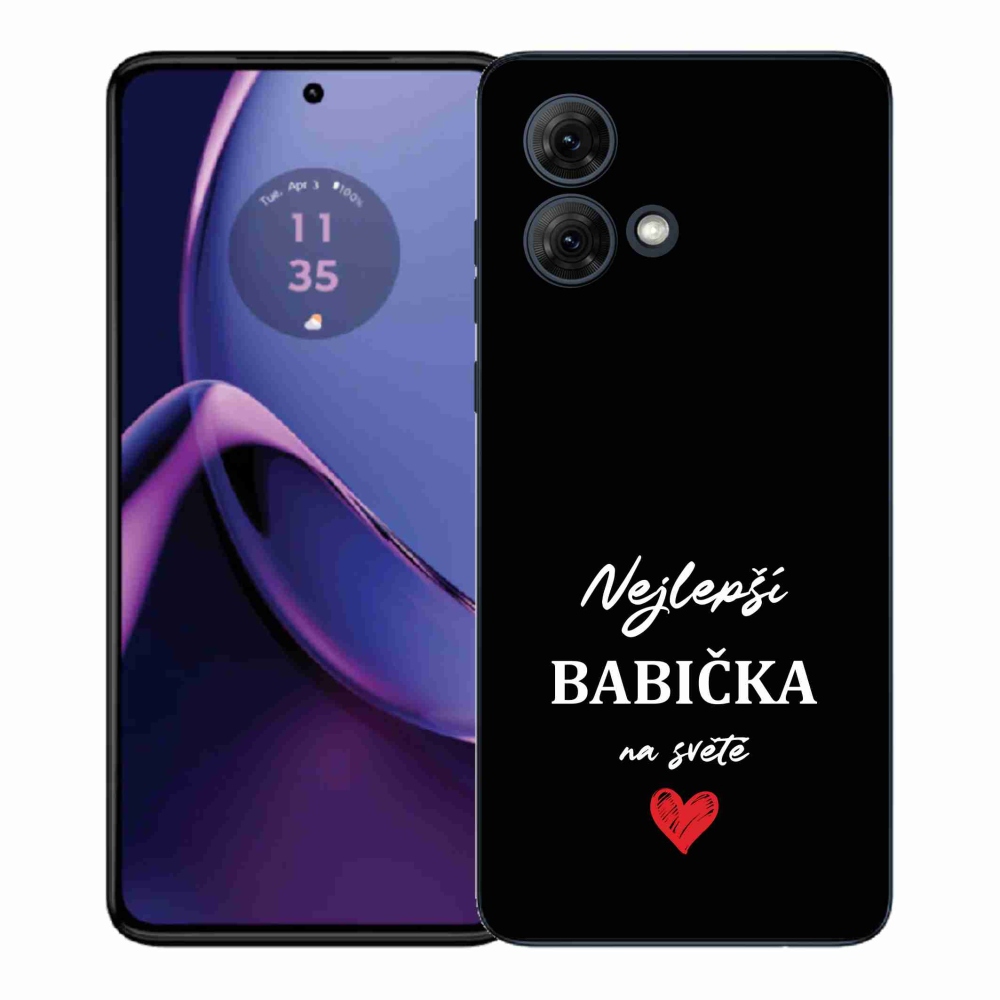 Gél borítás mmCase a Motorola Moto G84 5G - Best Grandma 1 fekete háttérrel