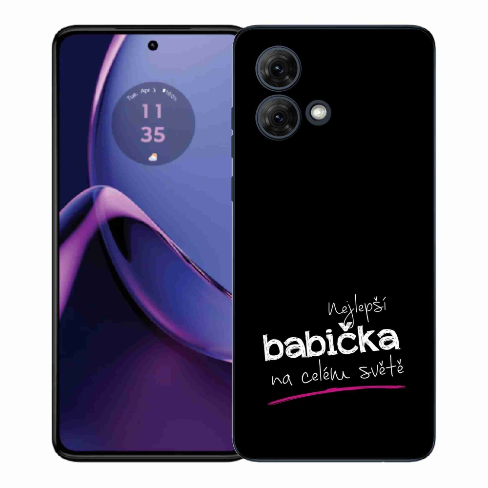 Gél borítás mmCase a Motorola Moto G84 5G - Best Grandma 4 fekete háttérrel
