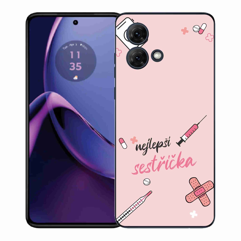 Gél borító mmCase a Motorola Moto G84 5G - legjobb kishúg rózsaszín háttérrel