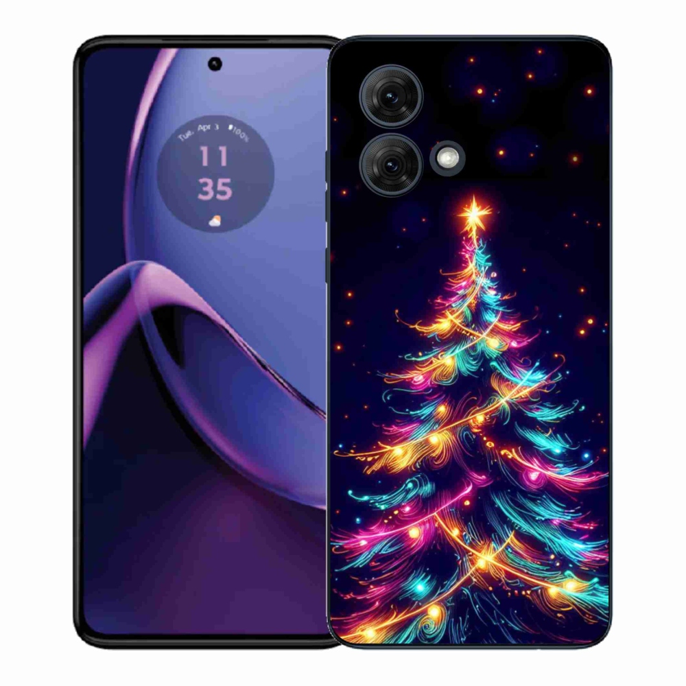 Gél borítás mmCase a Motorola Moto G84 5G-hez - neon karácsonyfa