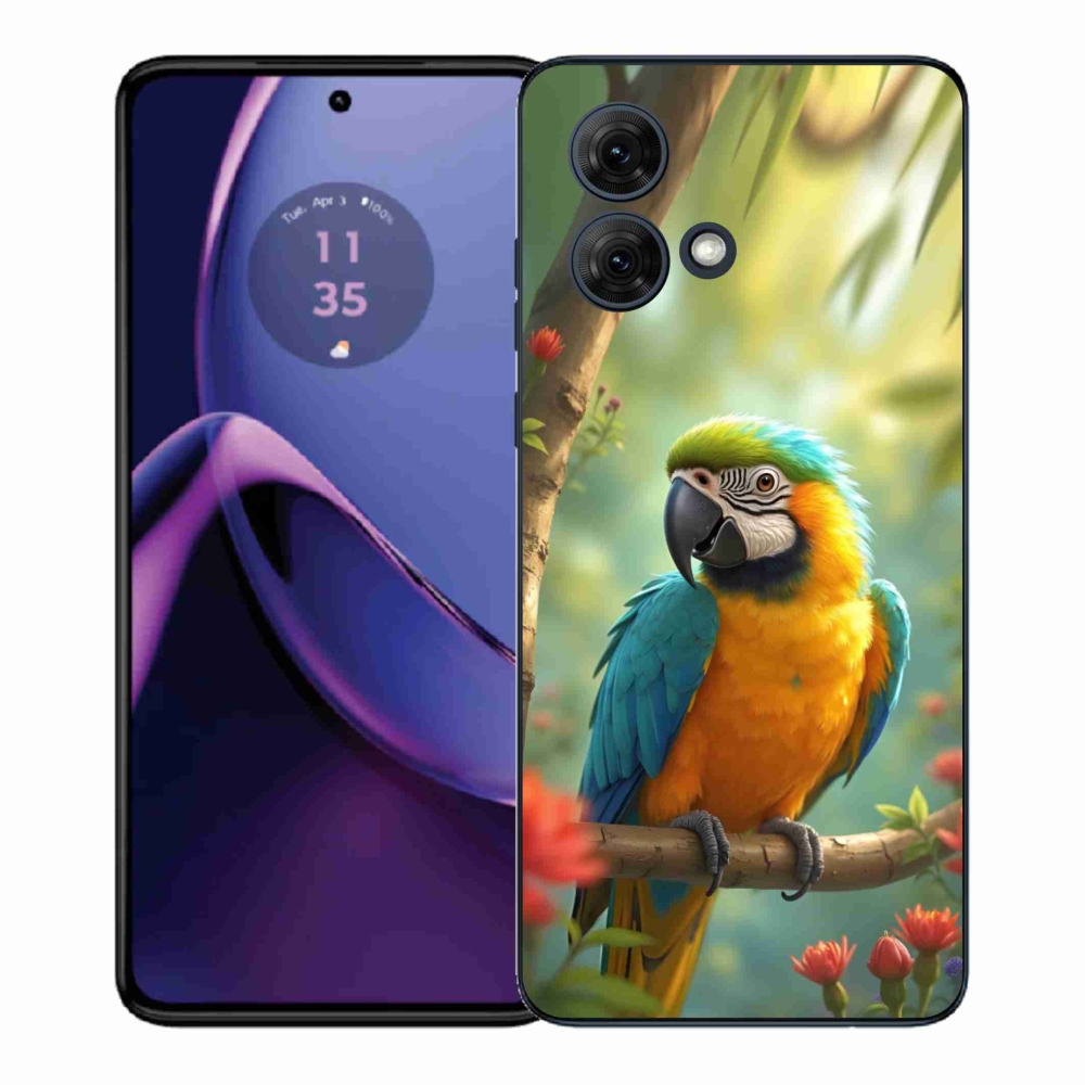 Gél védőburkolat mmCase Motorola Moto G84 5G - papagáj ara kék és sárga
