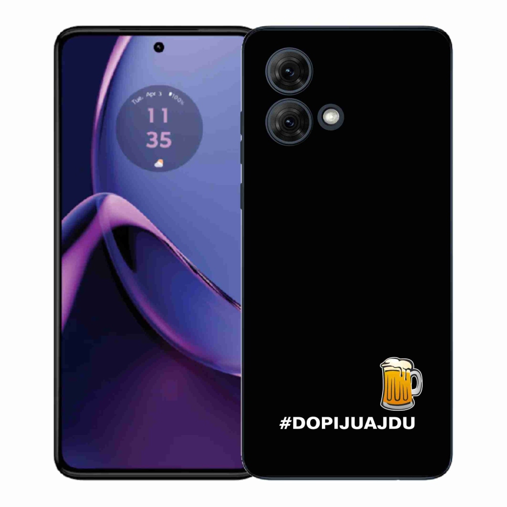 Gél borítás mmCase a Motorola Moto G84 5G - sör motívum 1 fekete háttérrel
