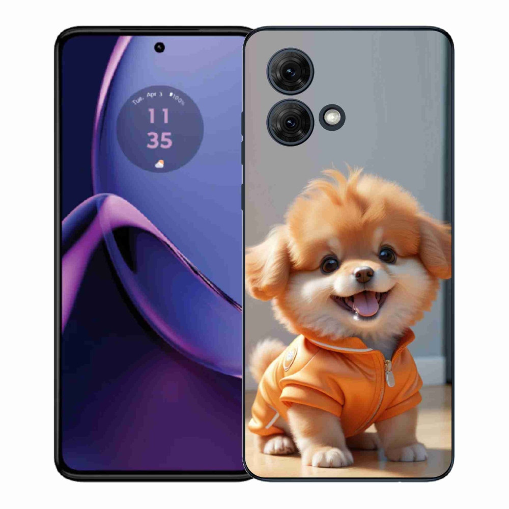 Zselés borítás mmCase a Motorola Moto G84 5G-hez - aranyos pomerániai pulóverben