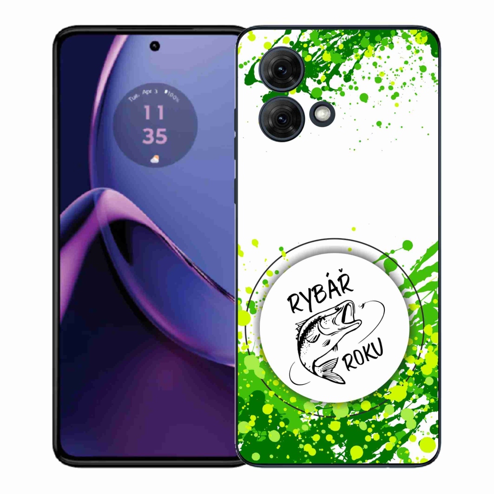 Gél borítás mmCase a Motorola Moto G84 5G-hez - Az év horgásza fehér háttérrel