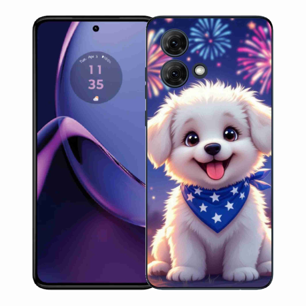 Zselés borítás mmCase Motorola Moto G84 5G - ünnepi kölyökkutya
