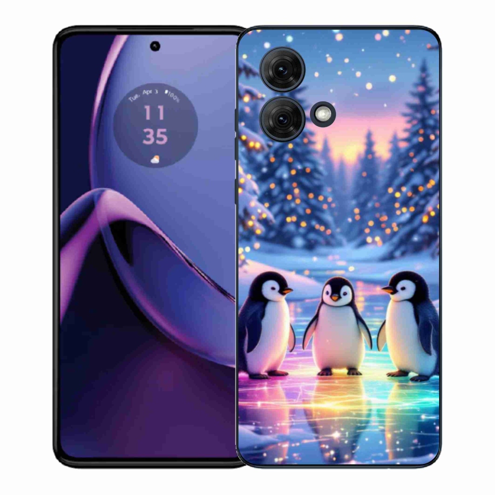 Zselés borítás mmCase Motorola Moto G84 5G - pingvinekhez