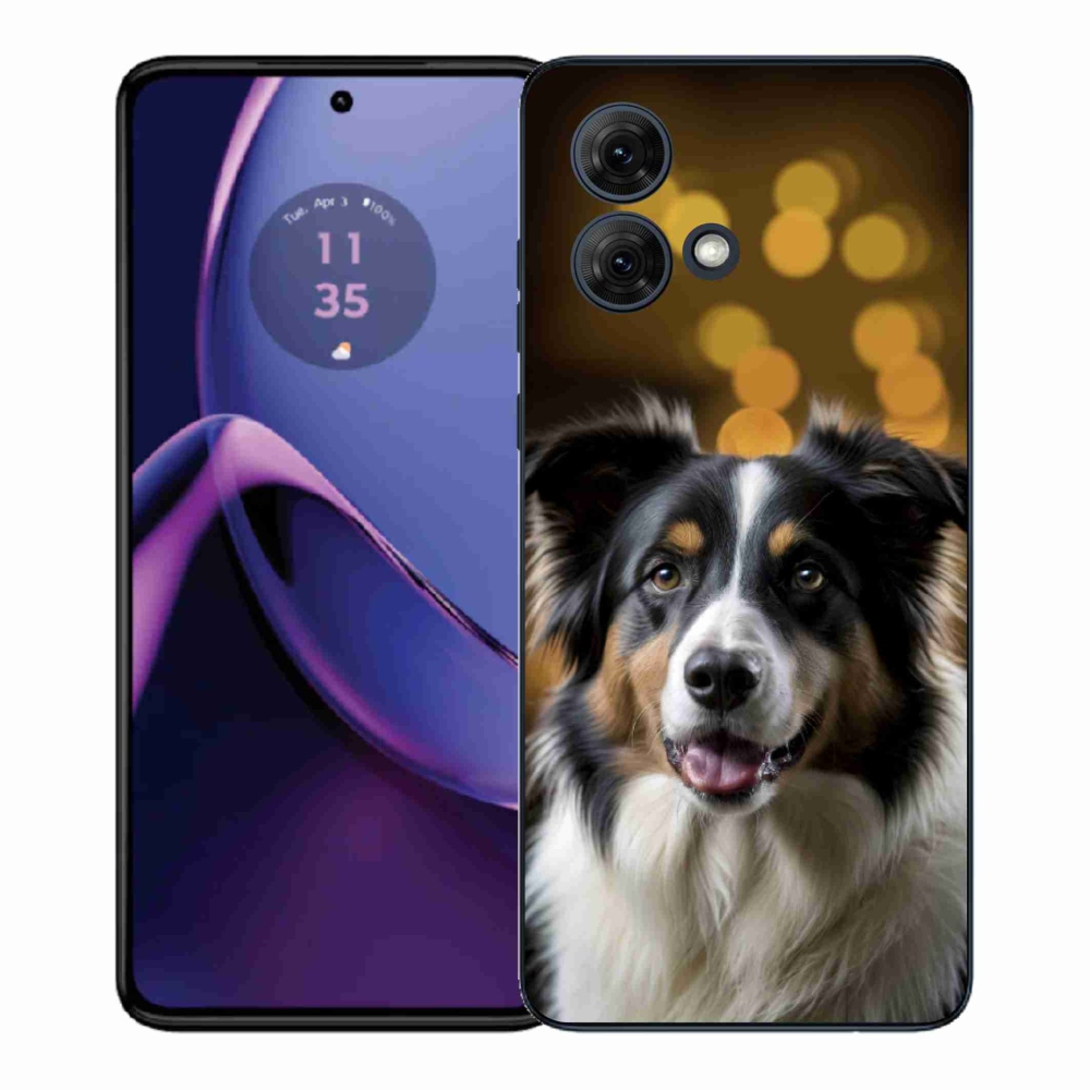 Zselés borítás mmCase Motorola Moto G84 5G - mosolygós ausztrál juhászkutya számára
