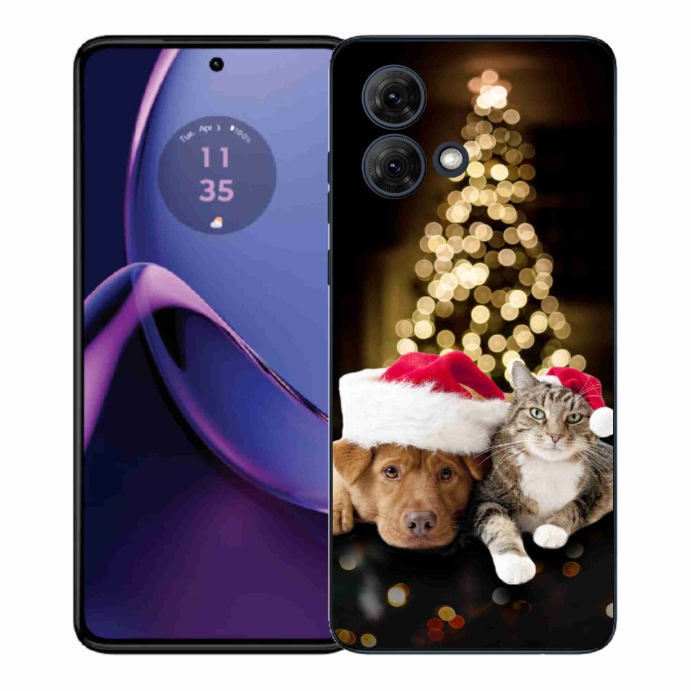 Gél borítás mmCase Motorola Moto G84 5G - Karácsonyi kutya és macska